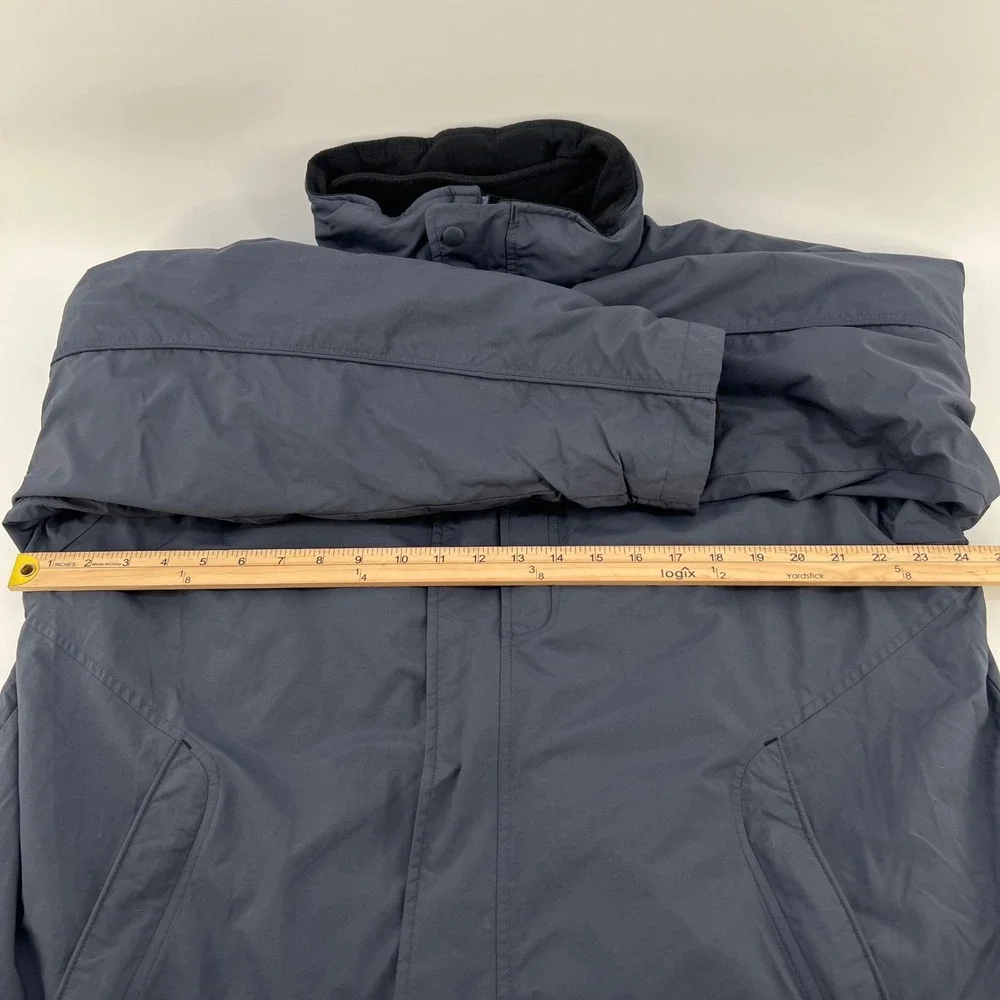 LL Bean Mens 3-in-1 System Jacket Navy Blue Fleece Liner Large 265905 with Hood